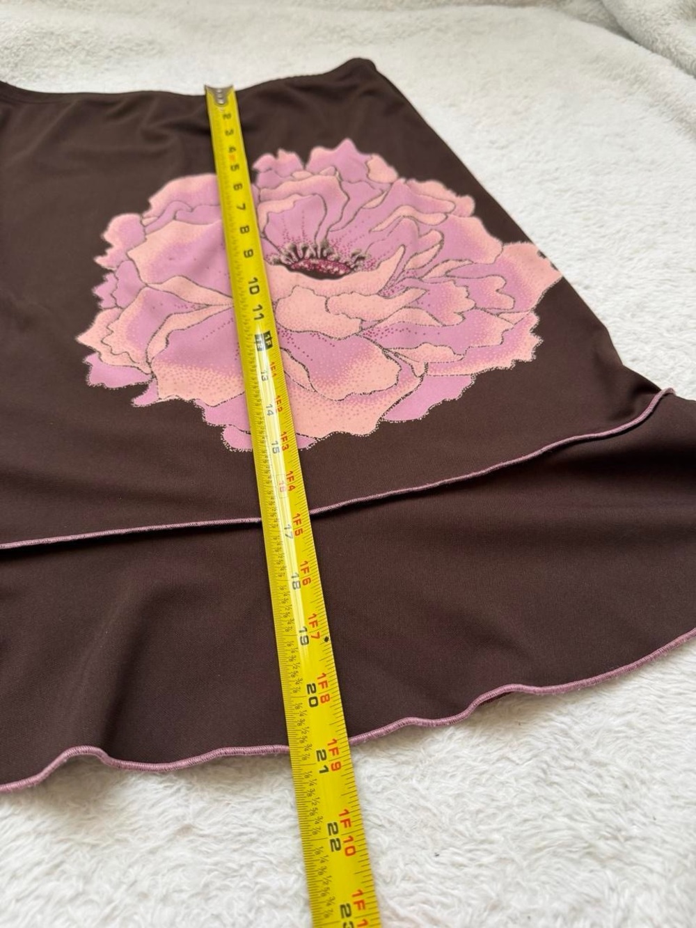 Vintage 90s Parallel brown skirt with flower design - Picture 2 of 4